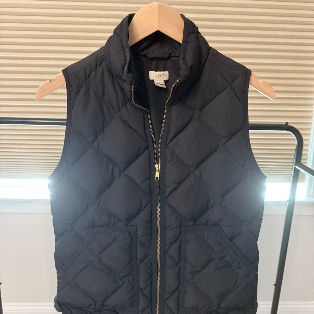 J. Crew Black Quilted Puffer Vest with Zipper